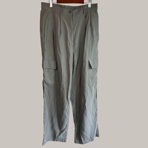 AQUA Pleated Wide-leg Cargo Pants